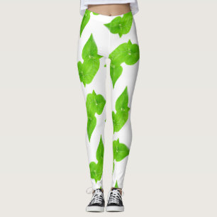 Leggings Motif feuille vert