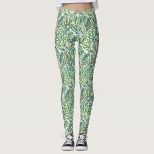 Leggings Motif Feuille vert tropical