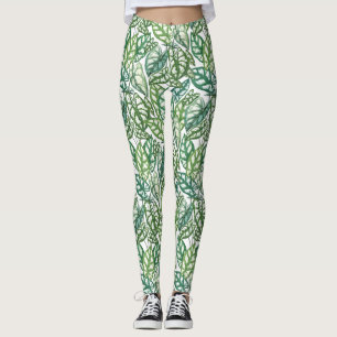 Leggings Motif Feuille vert tropical