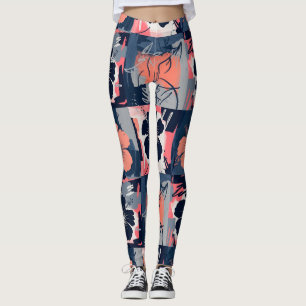 Leggings Motif floral à l'hibiscus bleu élégant (7)