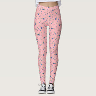 Leggings Motif floral à ressort bleu   Beauté florale
