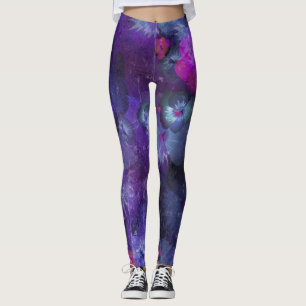 Leggings Motif floral aquarelle violet
