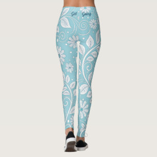 Leggings Motif floral bleu pastel