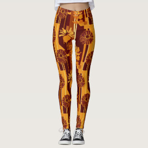 Leggings Motif floral botanique tons de terre
