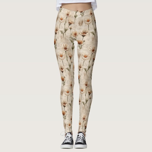 Leggings Motif floral botanique vintage (7) (Devant)