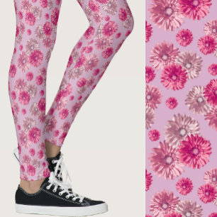 Leggings Motif floral de gerbera rose féminin