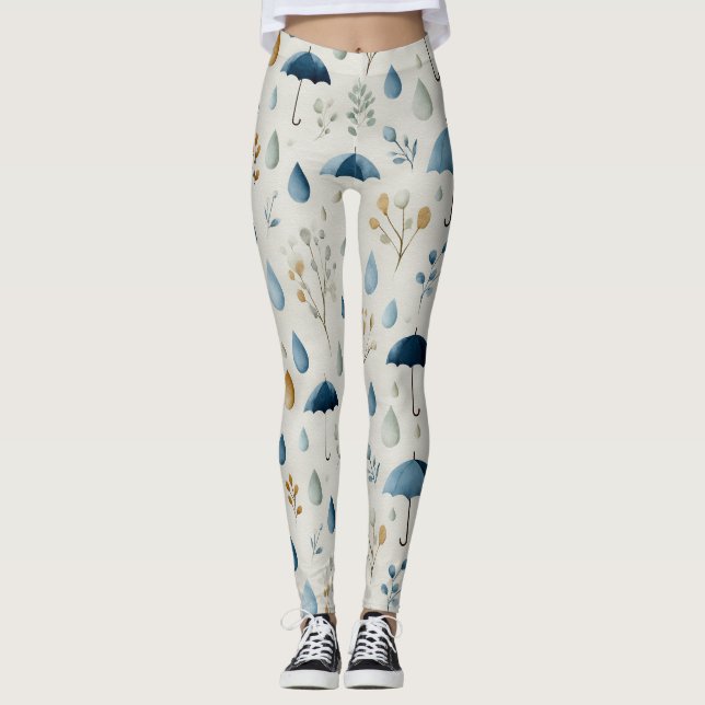 Leggings Motif floral de jardin de pluie serein (3) (Devant)