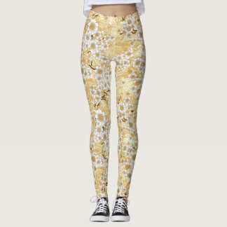 Leggings Motif floral de la fleur de prune de Chiyogami