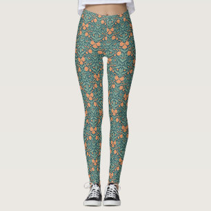 Leggings Motif floral de style Art nouveau orange semblable