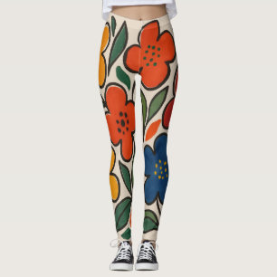 Leggings Motif floral de style rétro des années 1960