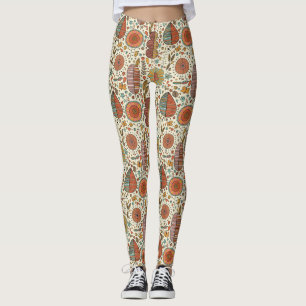 Leggings Motif floral d'été fait de feuille