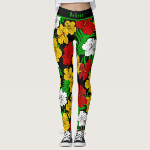Leggings Motif floral d'hibiscus tropical audacieux