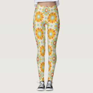 Leggings motif floral fleurs sauvages colorées abstrait
