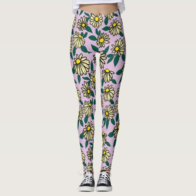 Leggings Motif floral jaune (Devant)