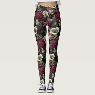 Leggings Motif floral lunatique avec dahlias et callas