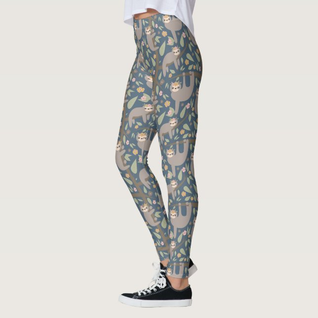 Leggings Motif floral mignon de paresse (Gauche)
