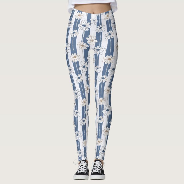 Leggings Motif floral minimaliste Daisy (2) (Devant)