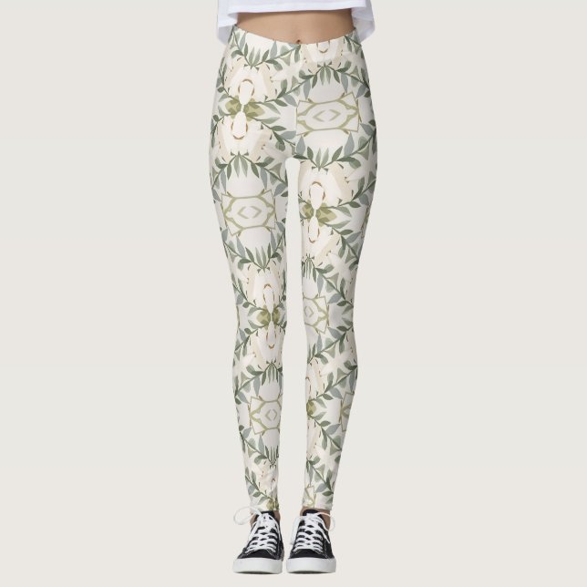 Leggings Motif floral neutre élégant (Devant)