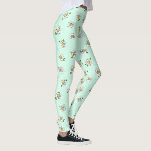 Leggings Motif Floral Pastel Fleur de Marguerite Mignon
