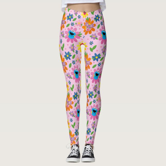 Leggings Motif floral rose de la rue Sésame (Devant)