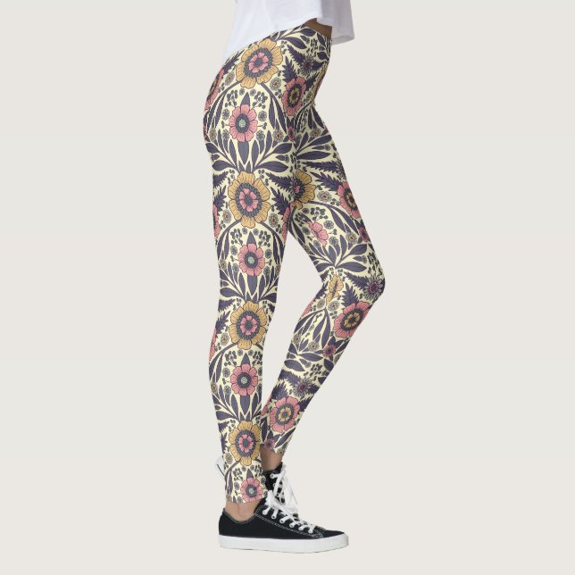 Leggings Motif Floral rose et bleu sans joint (Droite)