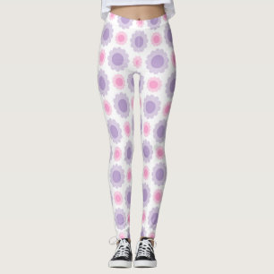 Leggings Motif floral rose et violet
