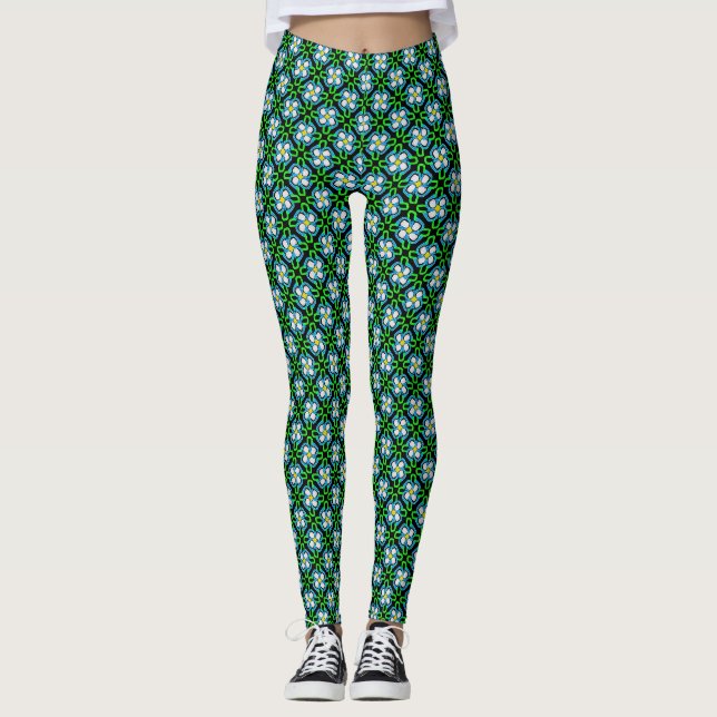 Leggings Motif floral vert et blanc (Devant)