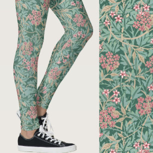 Leggings Motif floral vert inspiré de William Morris