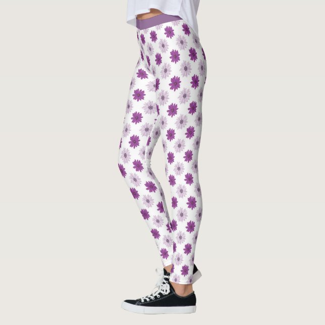 Leggings Motif floral violet élégant (Gauche)