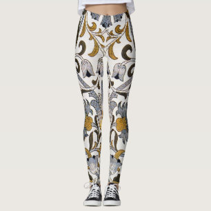 Leggings Motif floral William Morris Lodden : bleu or 