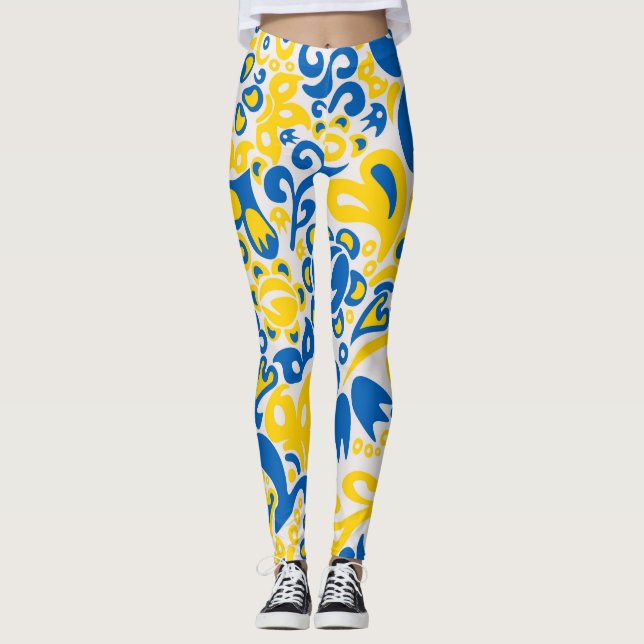 Leggings Motif folklorique aux couleurs du drapeau ukrainie (Devant)
