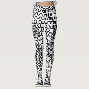 Leggings Motif fou, génial, noir et blanc, cool