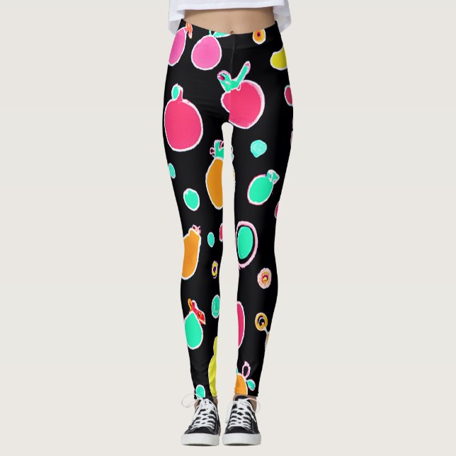 Leggings Motif Fruit Néon Éclatant (Devant)