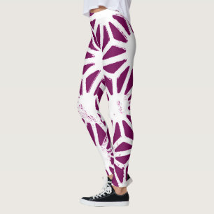 Leggings Motif géométrique à baies et blanc