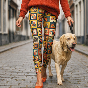 Leggings Motif géométrique abstrait coloré en carrelage