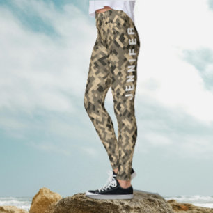 Leggings Motif géométrique abstrait moderne monochrome beig
