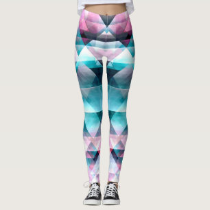 Leggings Motif géométrique Abstrait rose et bleu