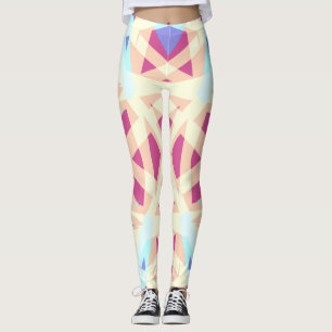Leggings Motif géométrique Abstrait rose violet jaune