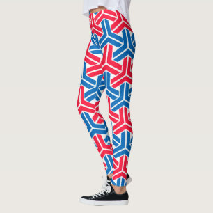 Leggings Motif géométrique abstrait rouge blanc et bleu