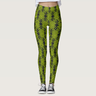 Leggings Motif géométrique Abstrait vert et noir cool