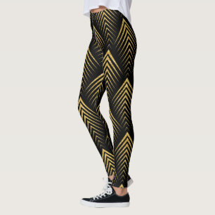 Leggings Motif géométrique Art déco noir & or