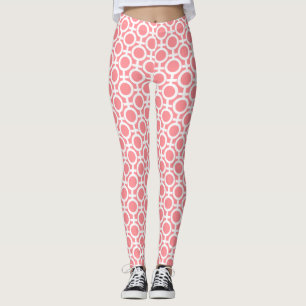 Leggings Motif géométrique circulaire sur corail clair rose