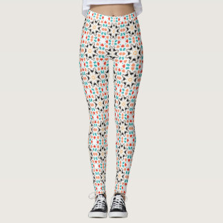 Leggings Motif géométrique floral noir et blanc