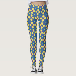 Leggings Motif géométrique jaune Abstrait sur bleu