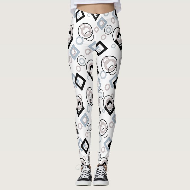 Leggings Motif géométrique moderne multicolore (Devant)