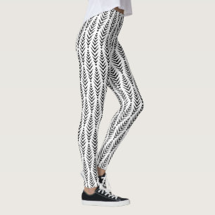 Leggings Motif géométrique os de hareng noir sans couture