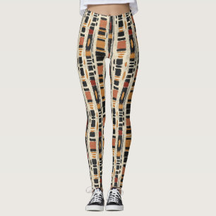 Leggings Motif géométrique rustique en boue (3)