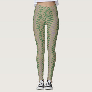 Leggings motif géométrique tons verts avec triangles