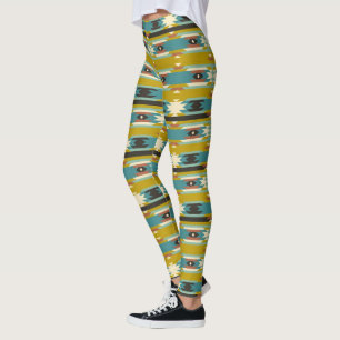 Leggings Motif géométrique Tribal de couleurs mixtes