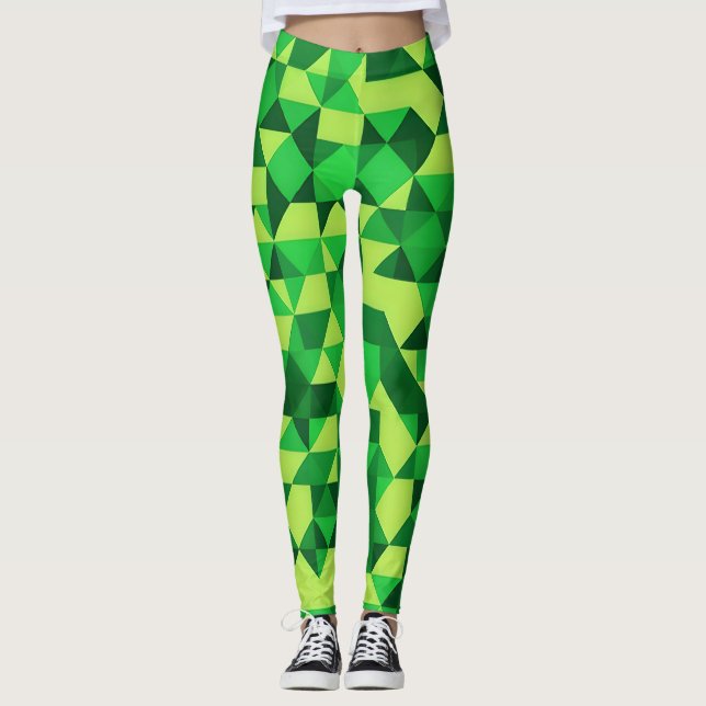 Leggings Motif géométrique vert Saint Patrick's Day (Devant)